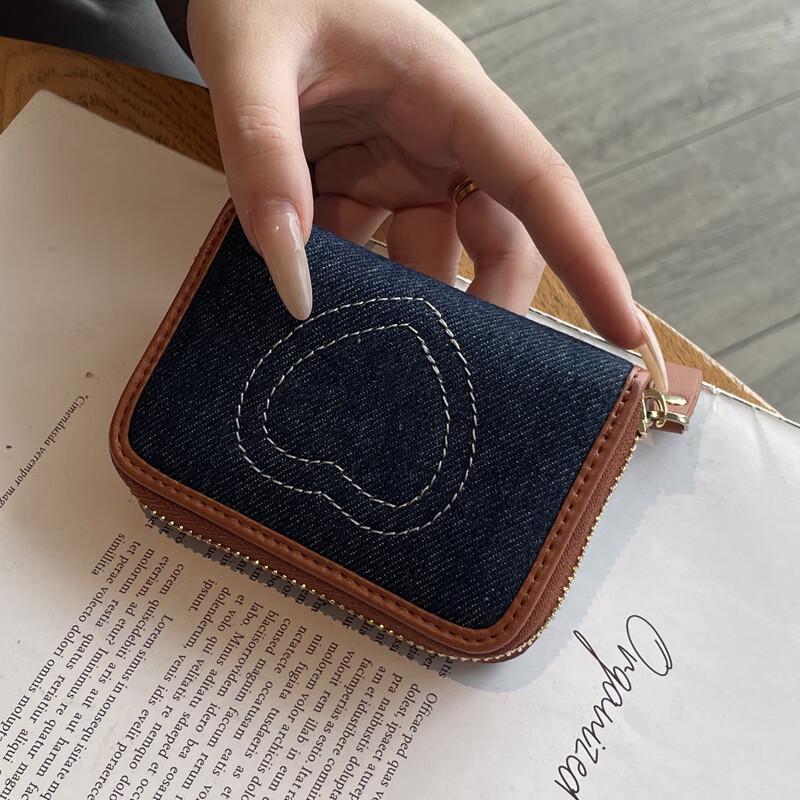 Женский джинсовый держатель для карт с вышивкой в виде сердца Weipeiluo