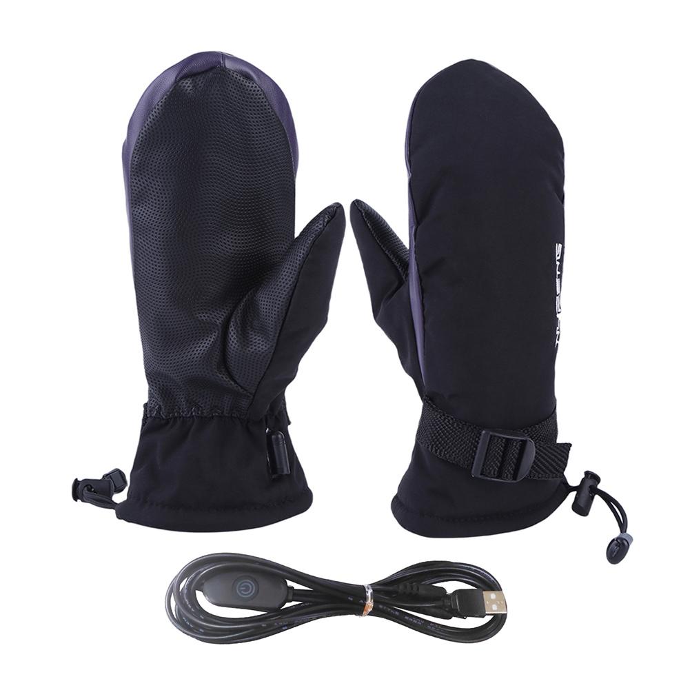 Warm Heated Gloves USB Charging Electric Heating Gloves Waterproof 3 Gear Temperature for Climbing Hiking Cycling (No Battery)