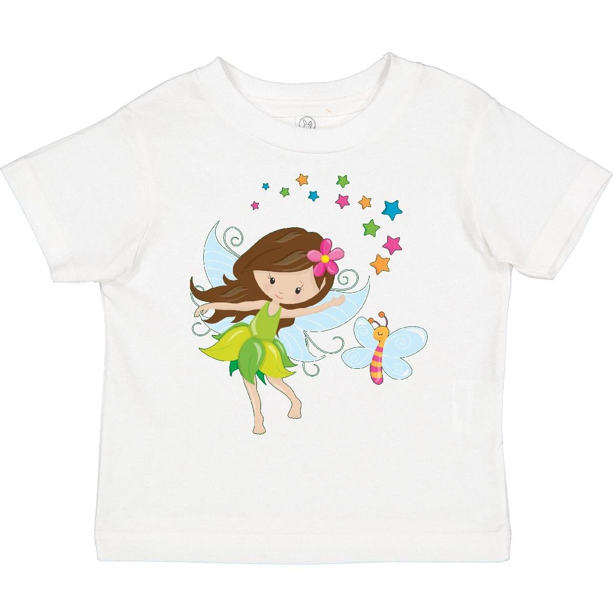 Inktastic Fairy Sparkles Toddler T-Shirt Fairies Faery Brown Hair Green Dress 150