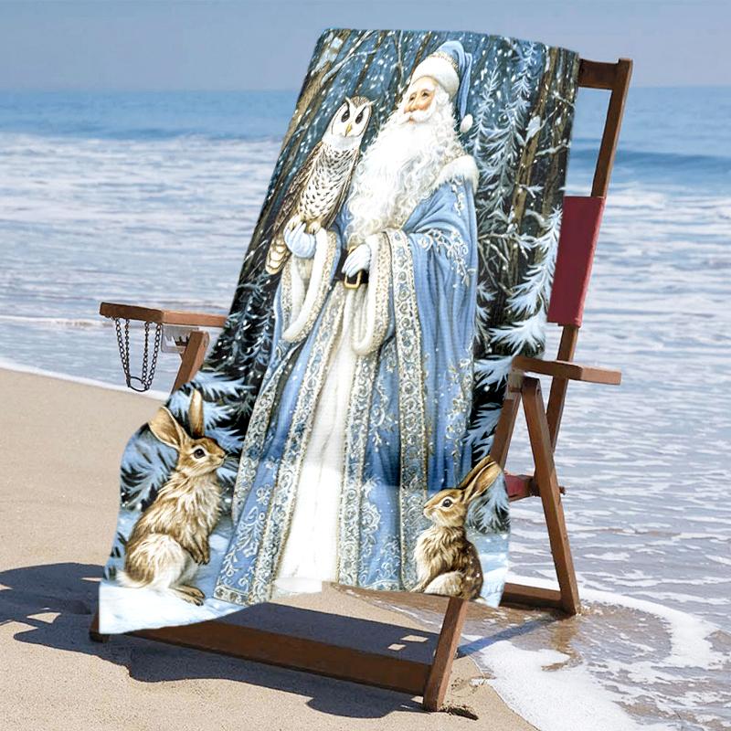 Ultra-Soft Beach Towel with Christmas Santa Claus Theme,Ideal for Pool - Camping, Diving - Perfect Travel Essential, Vibrant Beach Towel.