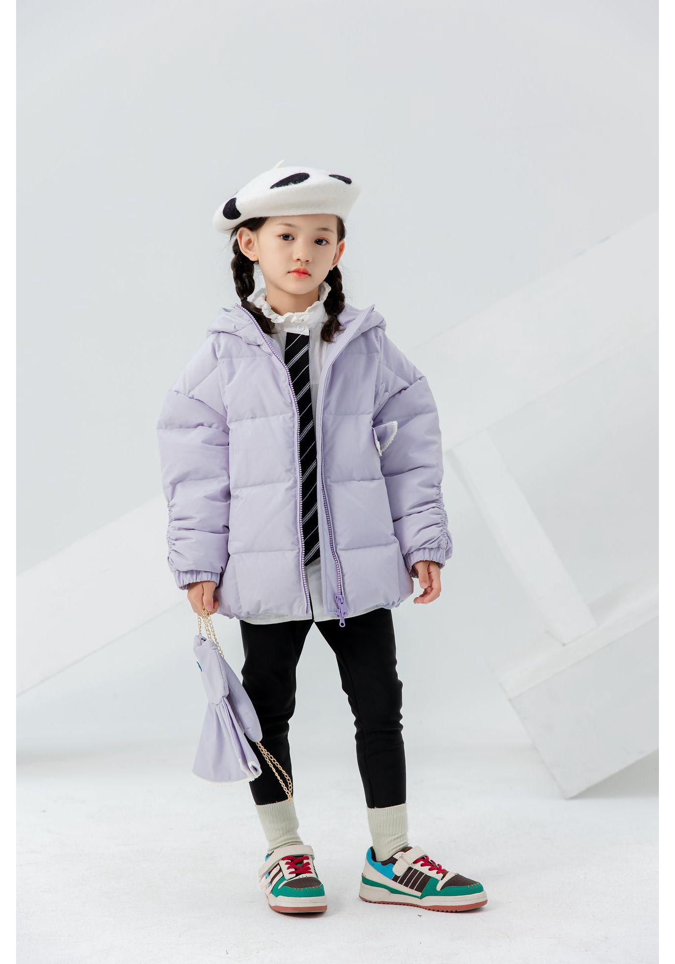 Girls  Winter Down Jacket: Cute, Cozy, Casual, and Windproof Hooded Design 130cm