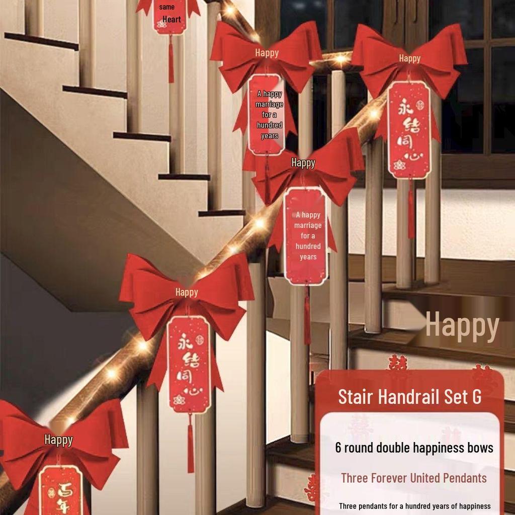 Wedding Stair Railing Decoration Package with Balloons and Flowers: Full Set for Handrail and Escalator