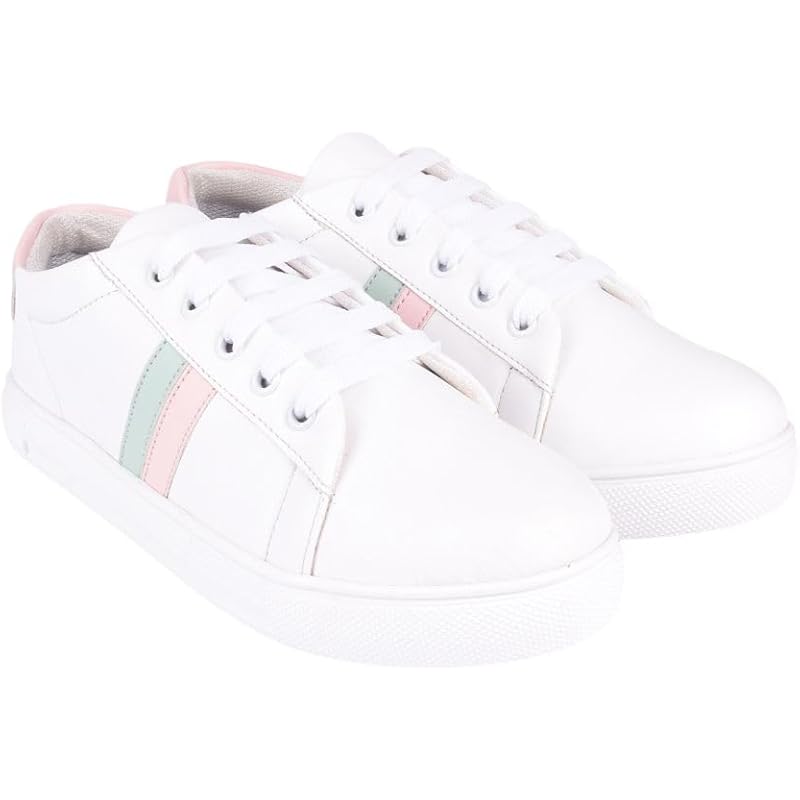 Shoetopia Girls Girls-Sneaker-Mario White Sneaker - 5 Uk (Girls-Sneaker-Mario-White)-Eu38