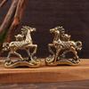 Brass Horse Step On Coins Lucky Statue Feng Shui Desk Ornament Zodiac Animal Figurines Miniatures Pure Copper Crafts Collections