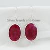 Roter Rubin Ohrring, Ovaler Zargenohrring, Handgefertigte Ohrringe, 925 Sterling Silber Ohrringe, Geschenk für sie, Leichte Ohrringe