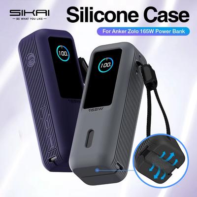 SIKAI Silicone Powerbank Case for Anker Zolo 25000mAh 165W Power Bank Includes a TF/SIM Card Storage Slot