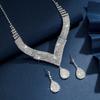 3-teiliges Damen-Trend-Ketten-Serie mit Klauenverschluss, große Wassertropfen-Ohrringe, Halskette, Zirkon-Set, Hochzeit, Bankett, Party, Feiertagsgeschenk