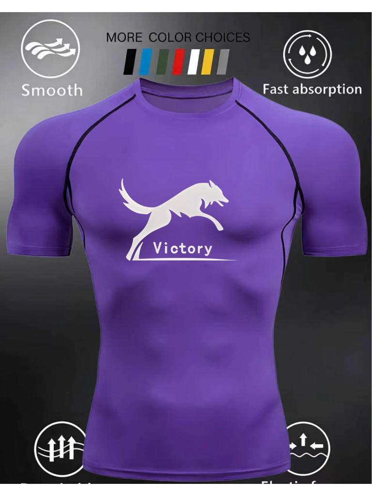Men's Short Sleeve Compression T-Shirt Breathable Elastic Strength/Motivational Style Training Top