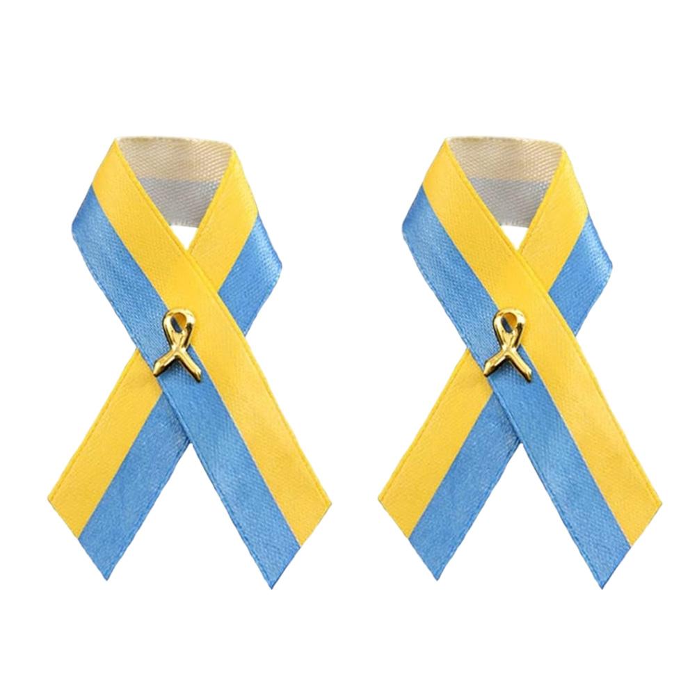 

Украинский флаг Узел мира Брошь Синий Желтый Ленточный Значок Булавки для Одежды Рюкзака Шляпы Сумки