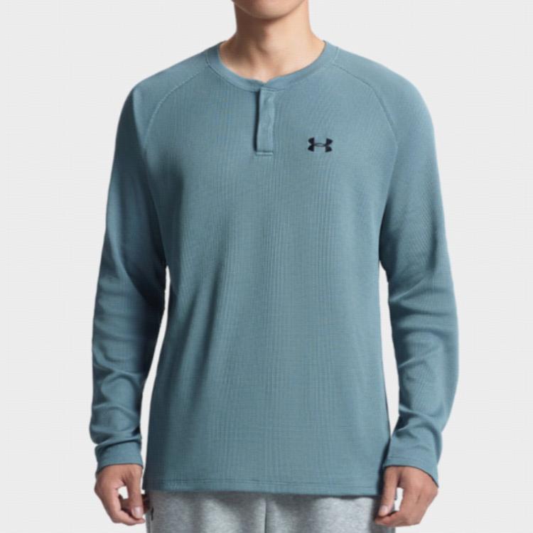 Under Armour Logo Breathable Henley Long Sleeve T-Shirt Men Tops 6010174-587