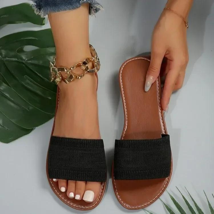 Fashion Plus Size 43 Fashion Woman Flat Slippers Summer New Outdoor Sandy Beach Open Toe Non-Slip Casual Women Sandals Sandalias Mujer