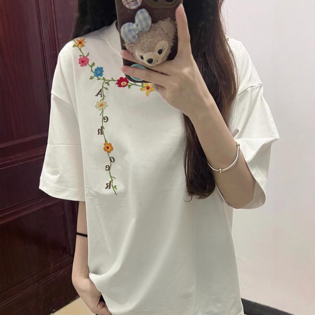 

Women s Trendy Pure Cotton Short-Sleeve T-shirt – Slim Fit, National Tide Design, Comfortable Round Neck XL белый