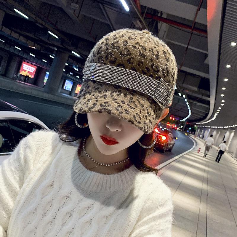 

Осенне-зимние шапки модные универсальные леопардовый принт бриллиант кепка с козырьком уличная мода бейсболка студенческая шапка Adjustable