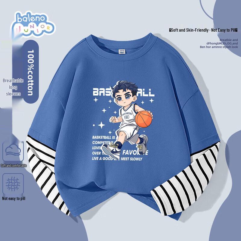 Baleno Boys  Striped Faux Two-Piece Long-Sleeve T-Shirt 160