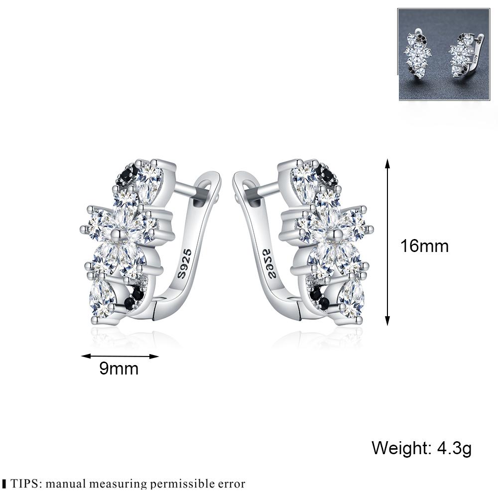 Black Awn New Classic Silver Color Round Trendy Spinel Engagement Hoop Earrings for Women Jewelry I181
