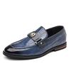 New Men's Business Leather Shoes Large Size Plaid Casual Loafers Men's Banquet Foot Cover Metal Buckle Shoes 48
