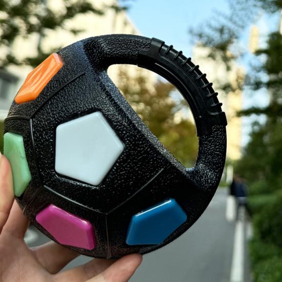 Dog Ball with Handle Squeaky Interactive Fetch Ball Rubber Pet Football Calming Ball Floating Water Toy for Training Breed Dogs Aggressive Chewers