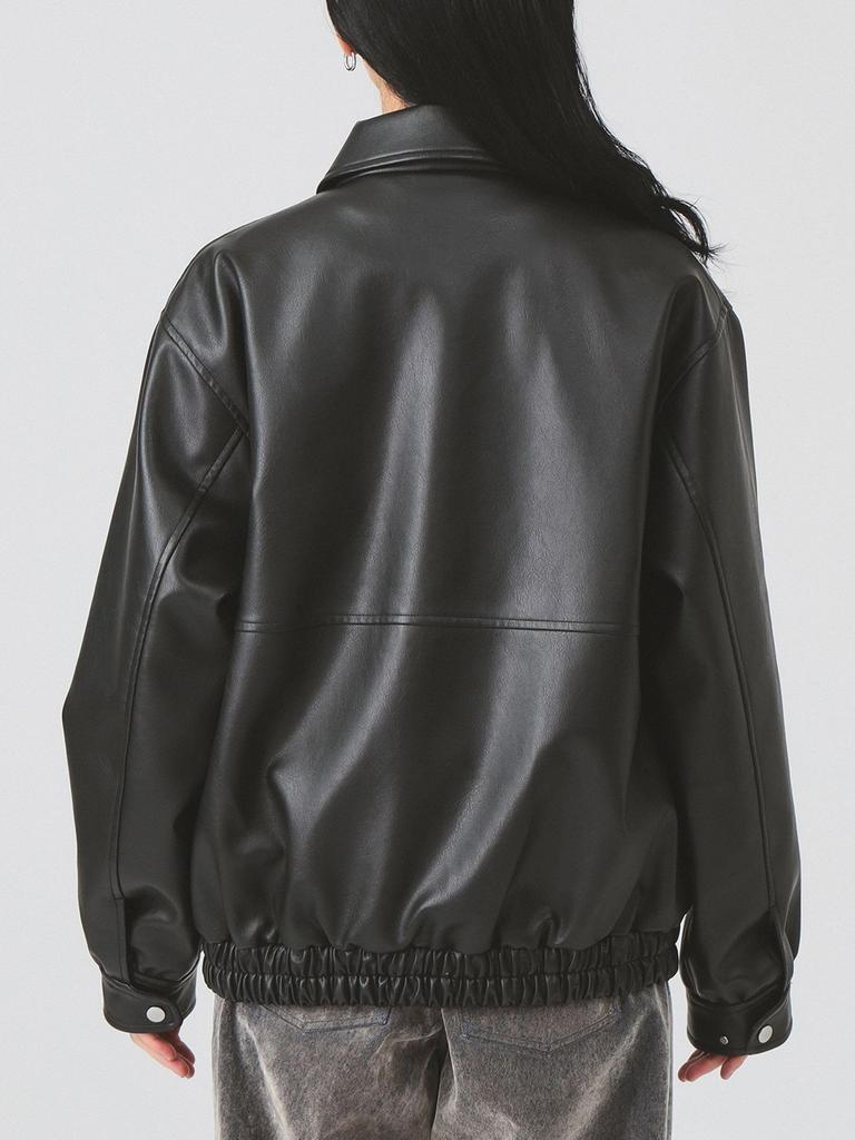 Ray Beams Women's Faux Leather Flight Jacket, Black 1