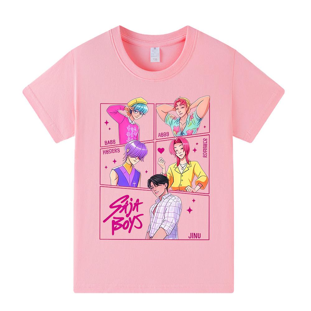 A1217 Kids Boys Girls Sajaboys Kpop Rumi Zoey Mira Print Short Sleeves T-shirt