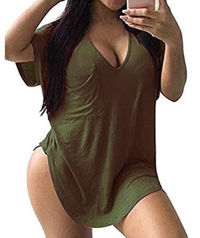 Oversized Tshirts for Women Workout Plus Size Tops V Neck Short Sleeve Shirts Casual Loose Fit Basic Tees
