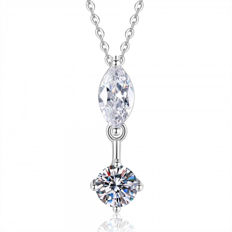 1ct Marquise Cut Moissanite Necklace Dainty Clavicle Chain Women