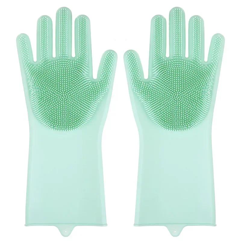Silicone Rubber  Dishwashing  Gloves For Kitchen Multi - Use For Dishes Veggies Pet Bathing Ultimate Home Cleaning Magic Tool