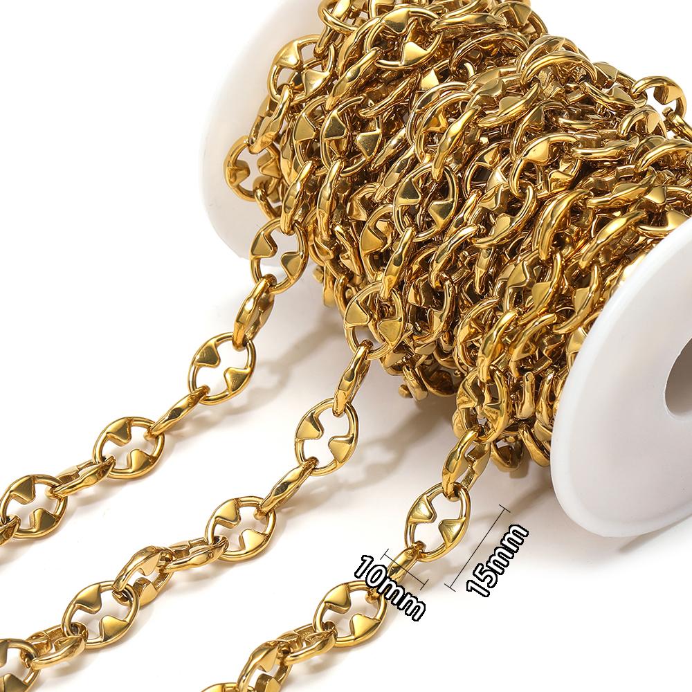 1 Meter Stainless Steel O Link Rolo Cable Chunky Chains for DIY Jewelry Bracelets Supplies Necklace Findings Earrings Making