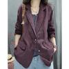 Spring Summer Hemp Jacket Women Long Sleeves Breasted Breathable Coat Casual Outwear