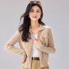 JINJU Women's 100% Merino Wool Thick Stand Collar Zipper Cardigan