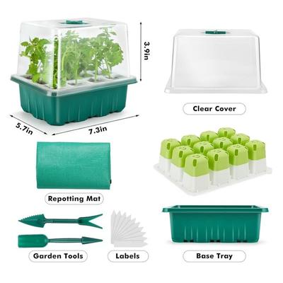 Seed Starter Tray, 12 Cells Indoor Seed Starter Kit, Flexible Silicone Designed Seedling Starter Trays, Germination Tray with Humidity Dome & Lids