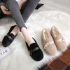 Fashion Mink Fur Moccasins Femme Bow-knot Belt Buckle Fleeces Flats Woman Winter Shoes Women Sneakers Warm Plush Loafers Big Size 34-43