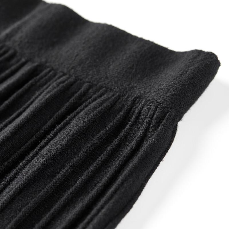 High-Waisted Pleated Knitted A-Line Midi Skirt