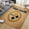 Custom Name,Pittsburgh Steelers Home Sofa Decoration for Living Room & Bedroom, Non‑Slip Play Flannel Floor Mat for Game Room