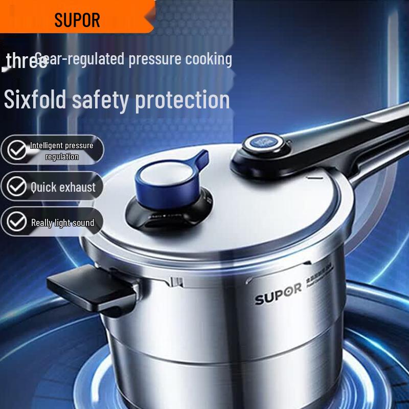 SUPOR 6L 304 Stainless Steel Pressure Cooker with Steamer