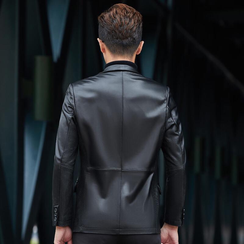 Fu Ting Men's Slim Fit Business Sheepskin Leather Jacket