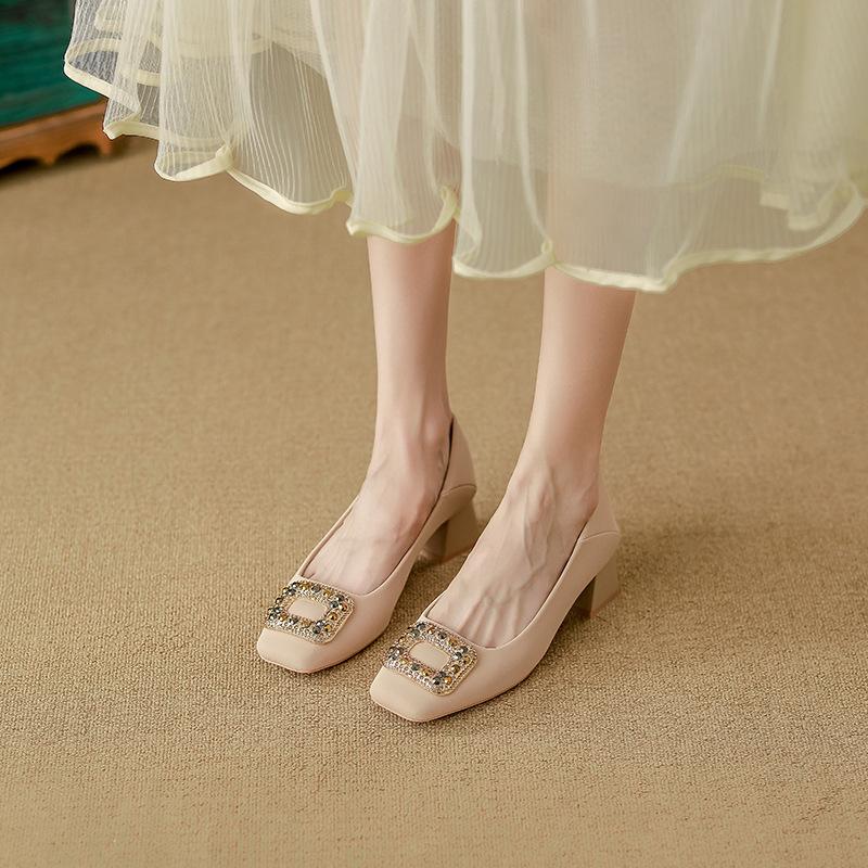 

Версия из овчины~ Туфли на высоком каблуке для женщин, из высококачественной кожи, с мягкой подошвой, не утомляющие ноги, с характером, туфли-лодочки, профессио 39