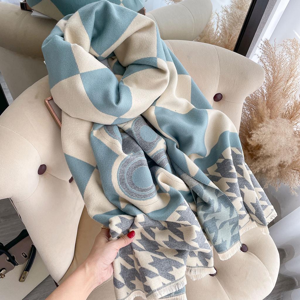 Luxury Winter Cute Cashmere Scarf Women Design Thick Pashmina Blanket Warm Shawl Wrap Neckerchief With Tassel Poncho Stoles
