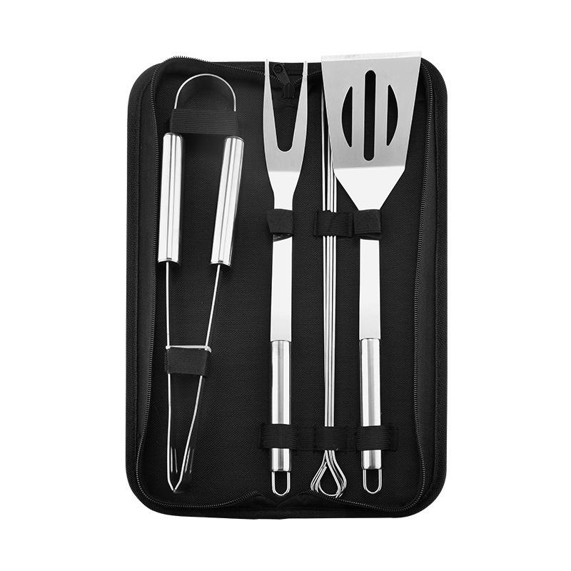

Portable Outdoor Stainless Steel BBQ Grilling Set with Fork, Spatula & Cloth Bag