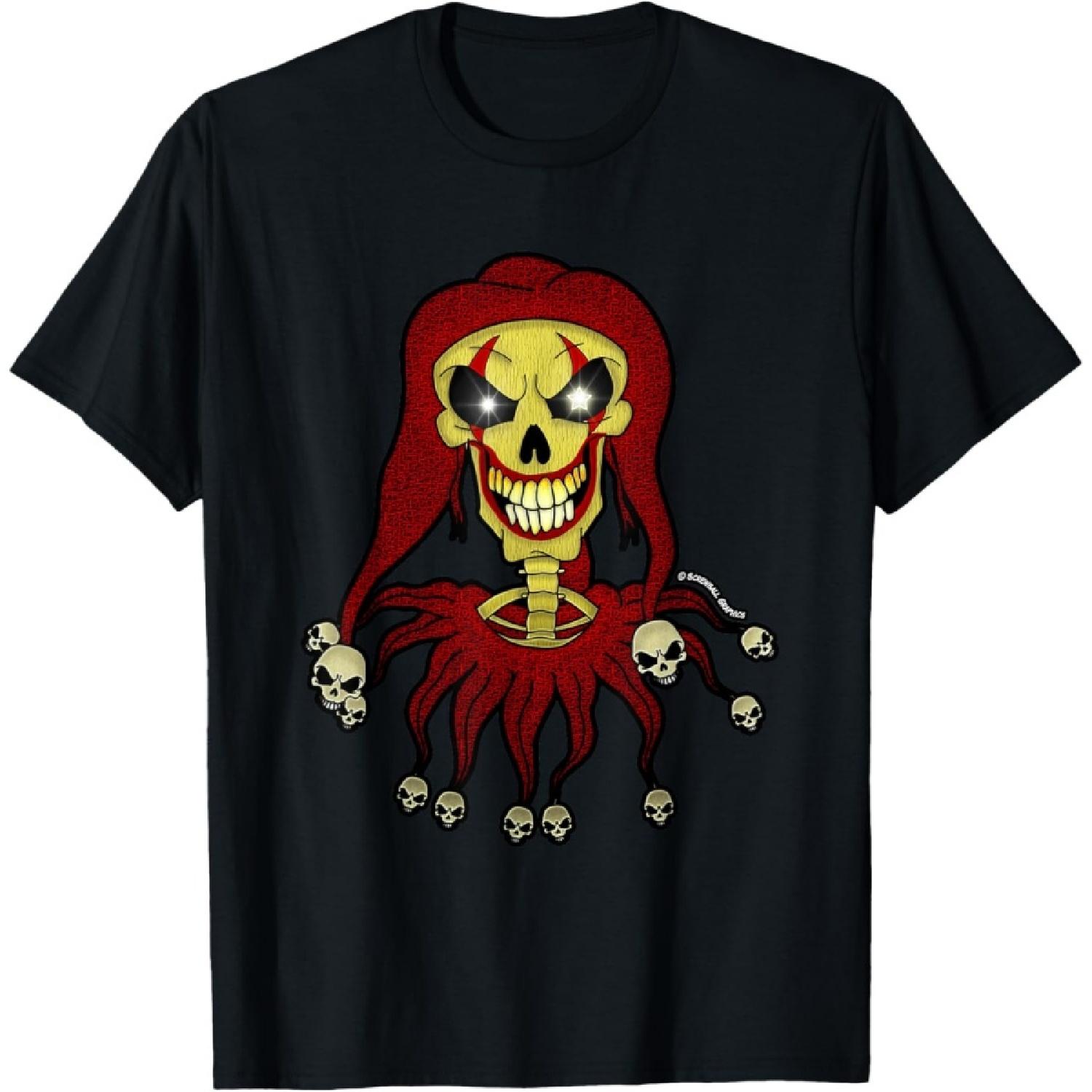 Красная футболка «Мертвый шут-клоун Череп»(1) S