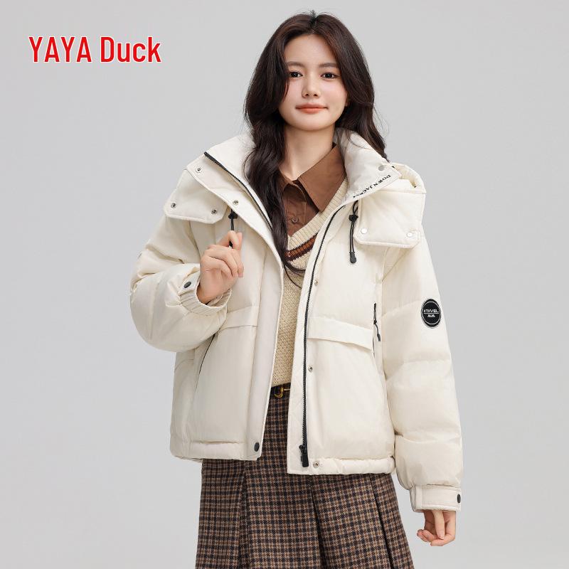 Yaya Women's 2025 Winter Short Loose Duck Down Jacket - Fashionable, Versatile, Thick, and Warm Outerwear