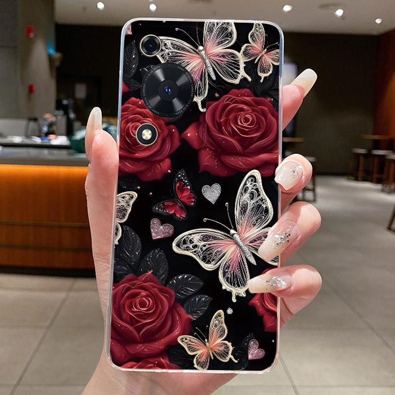 For Huawei Nova Y63 Case NovaY63 Y 63 Phone Cover Clear Silicone Fashion Flower TPU Soft Cases for Huawei Nova Y72s Back Shells