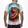 Summer Round Neck 3D Crocodile Print Top Fashionable Casual Personality Terrifying Short Sleeved Men's T-shirts