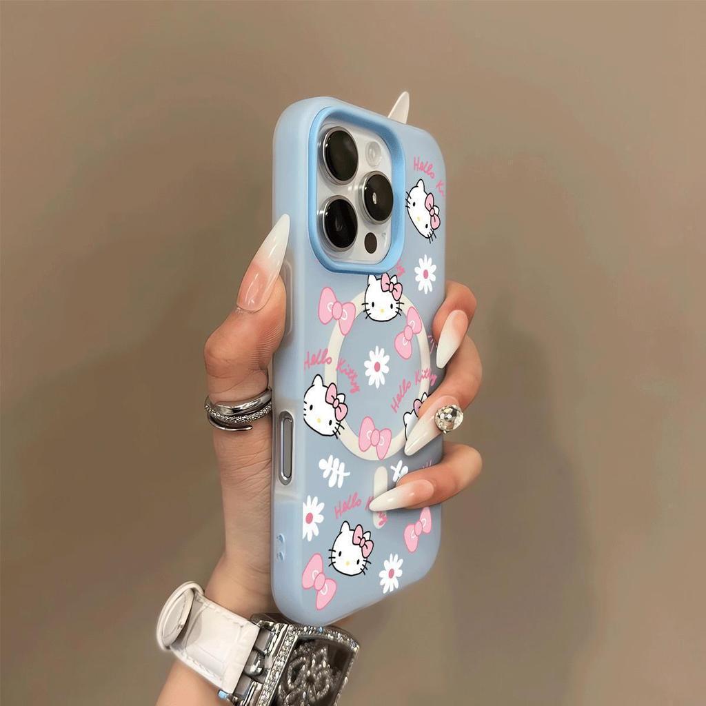 Cartoon Bowknot KT Cat Case for iPhone 17pro Max to 15Pro