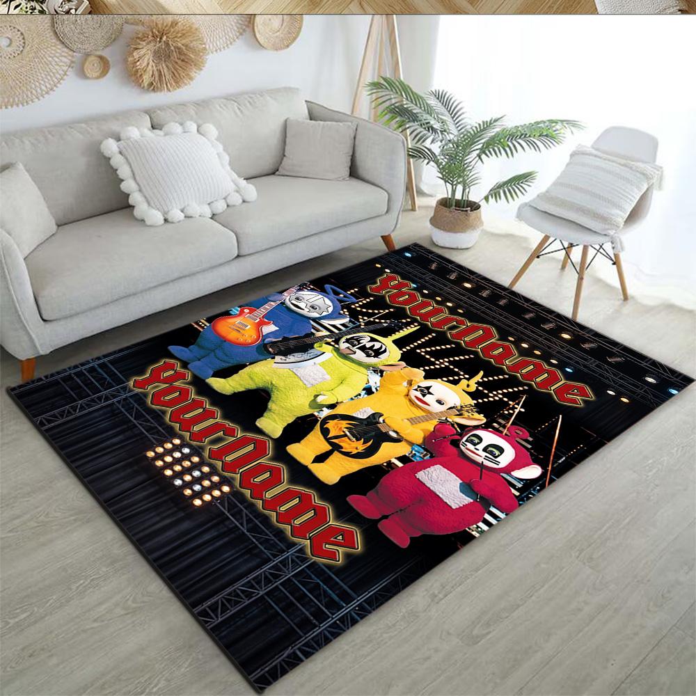 Teletubbies Customizable Name Floor Mat Design for Outdoor Game Room Study Room Kitchen Anti-slip Rug Anime Office Decor Birthday/Christmas Gift