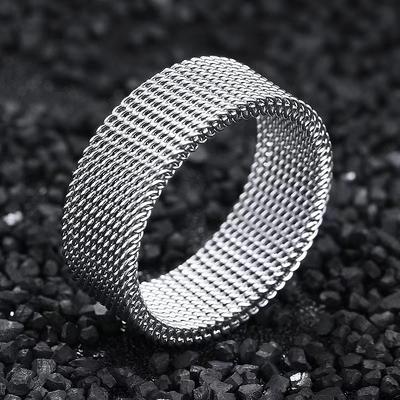 Mode Herren Modern Edelstahl Verformbarer Mesh-Band Ring Mesh-Band Für Männer und Frauen Lässig Sportlich Charme Party Geschenk
