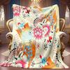 1pc 2D Vibrant Floral Vine Theme Pattern Flannel Blanket, Soft HD Digital Print, Cooling Blanket for All Seasons! Soft And Breathable 100% Polyester F