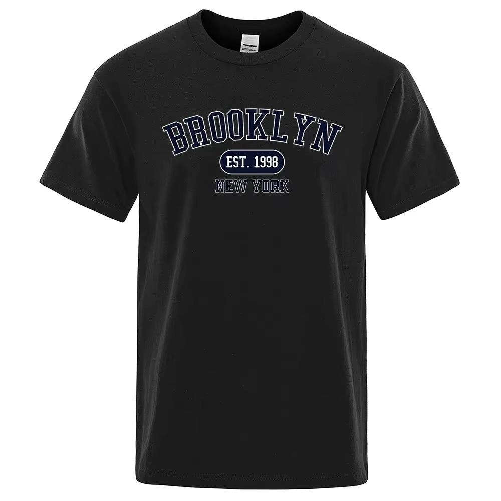 Brooklyn Est.1998 New York Letter Print T Shirts Man Women Casual Short Sleeve Breathable Fashion Tops Cotton Oversized T-Shirts