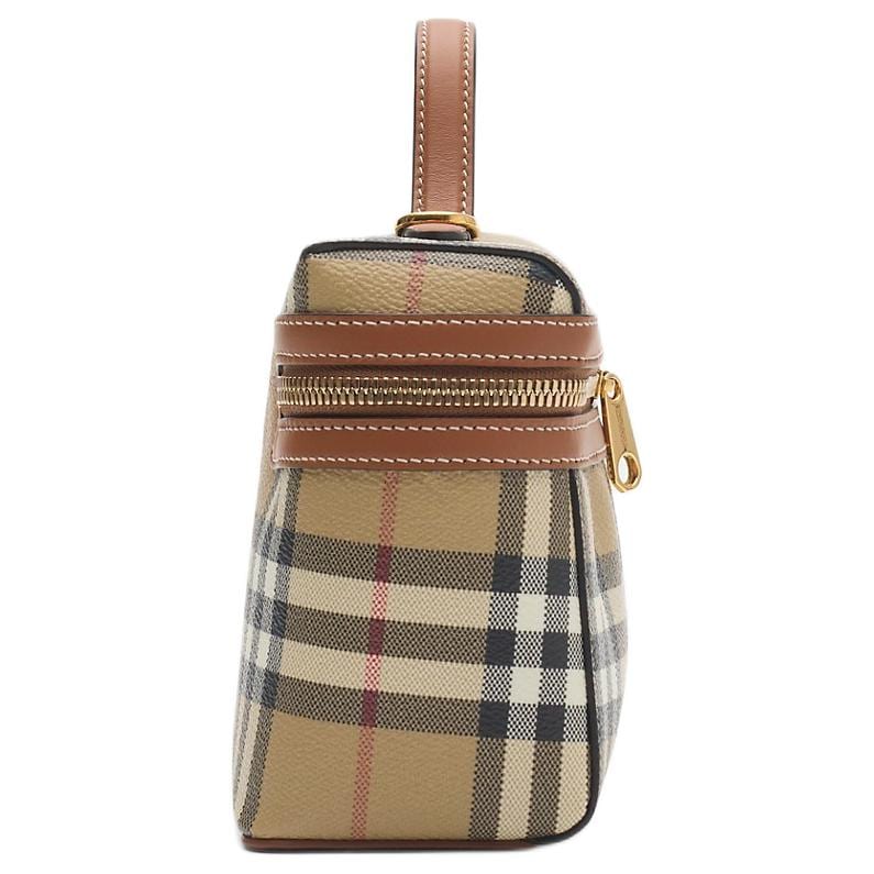 Burberry Borsa Trucco in Poliuretano da Toeletta Regolare da Donna Beige & Pino Silvestre & Marrone 81205251