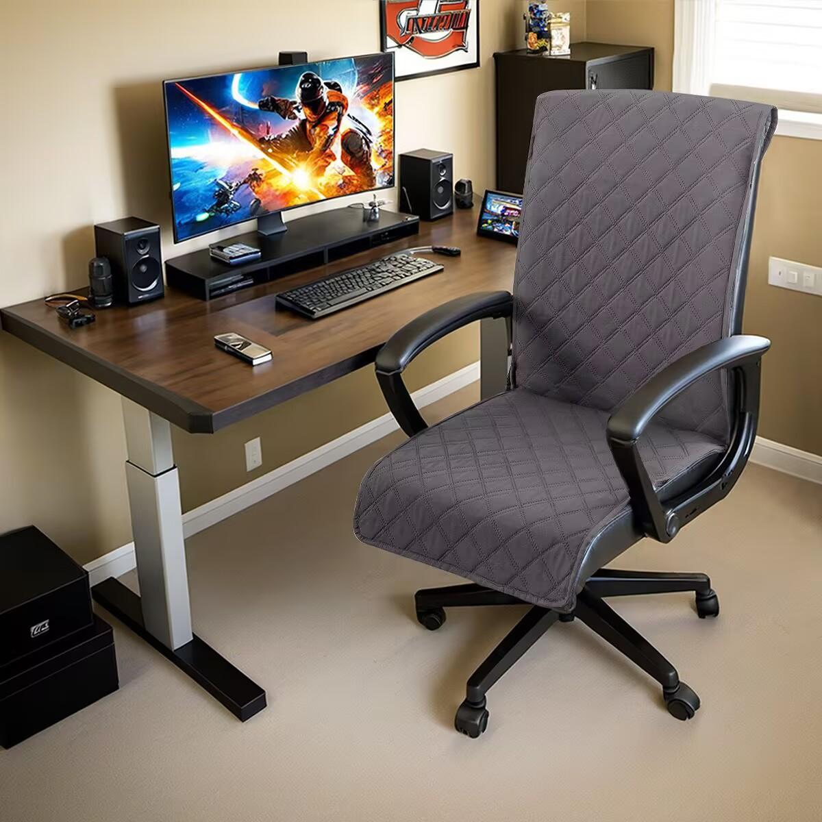 

Reversible Office Chair Cover Dining Chair Cover Soft Desk Computer Anti-Slip Buckle for Armchair or Armless Chair Slipcover(no chair)