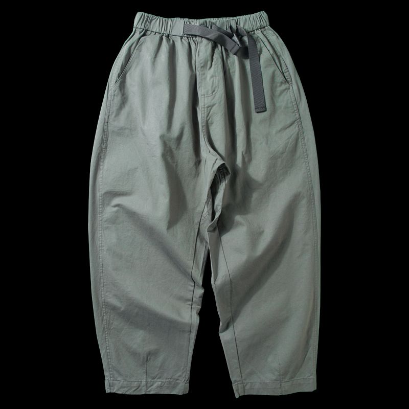 Youth Cotton Japanese-Style Retro Handsome Casual Wide-Leg Pants Military Gray XL